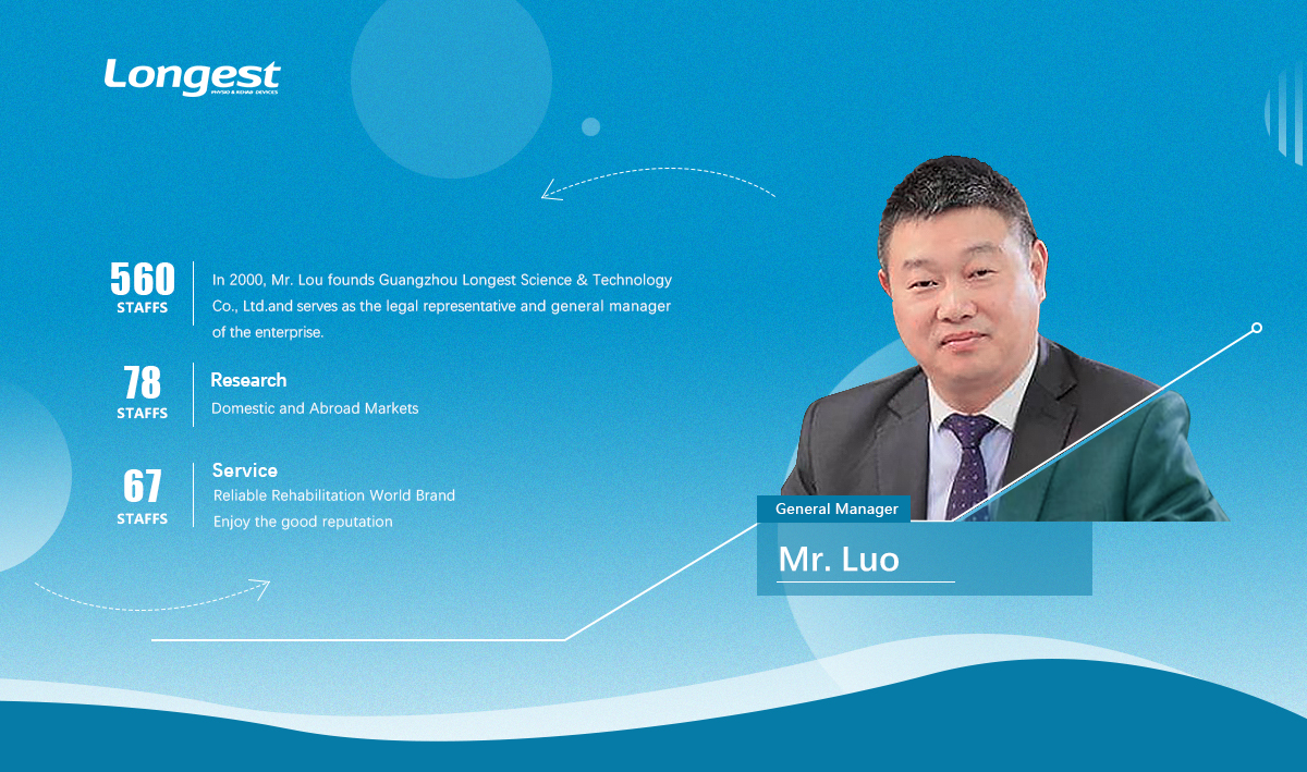 Longest General Manager Mr. Luo. Longest physiotherapy equipment manufacturer